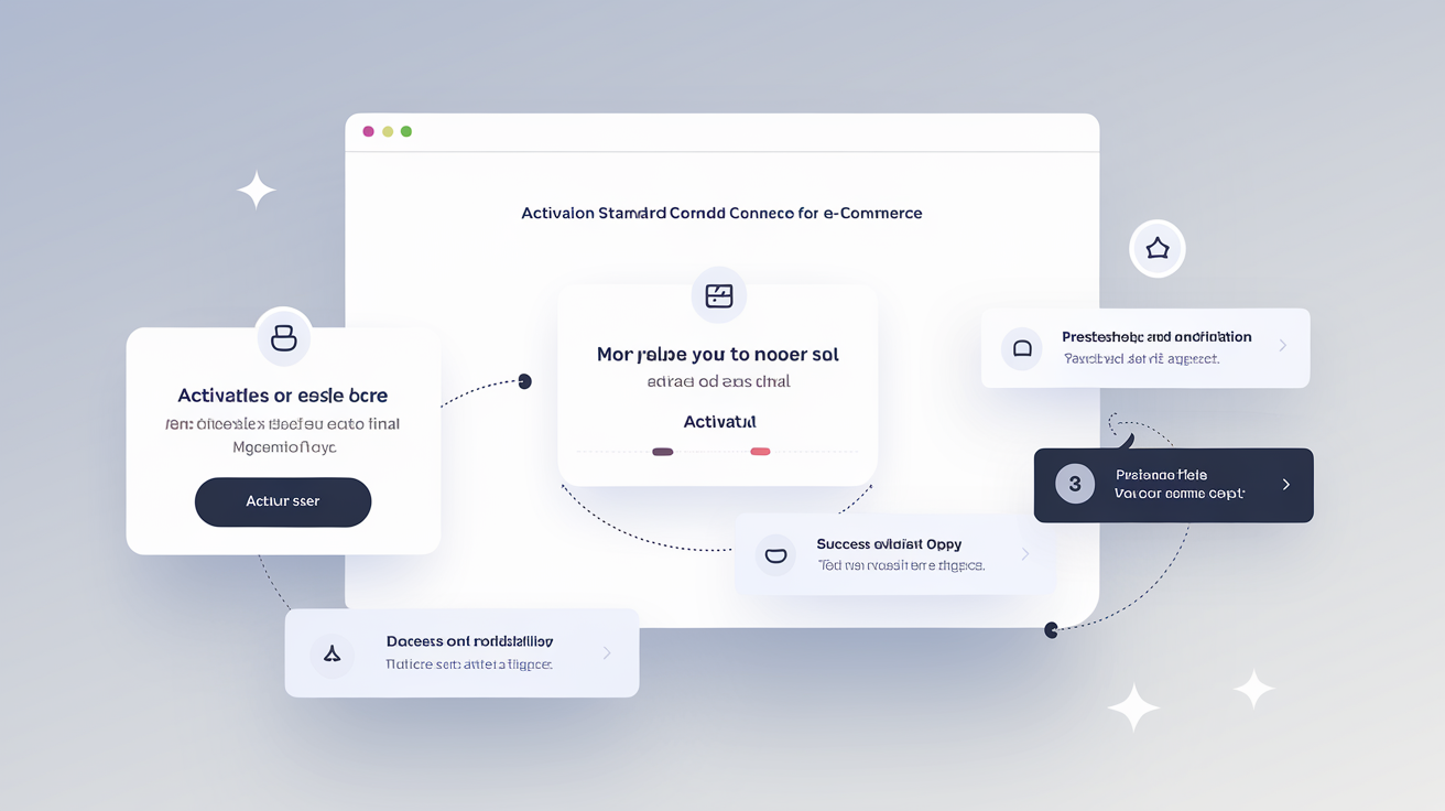 Activation du connecteur standard OpenSi sur interface e-commerce – étapes de synchronisation visibles.
