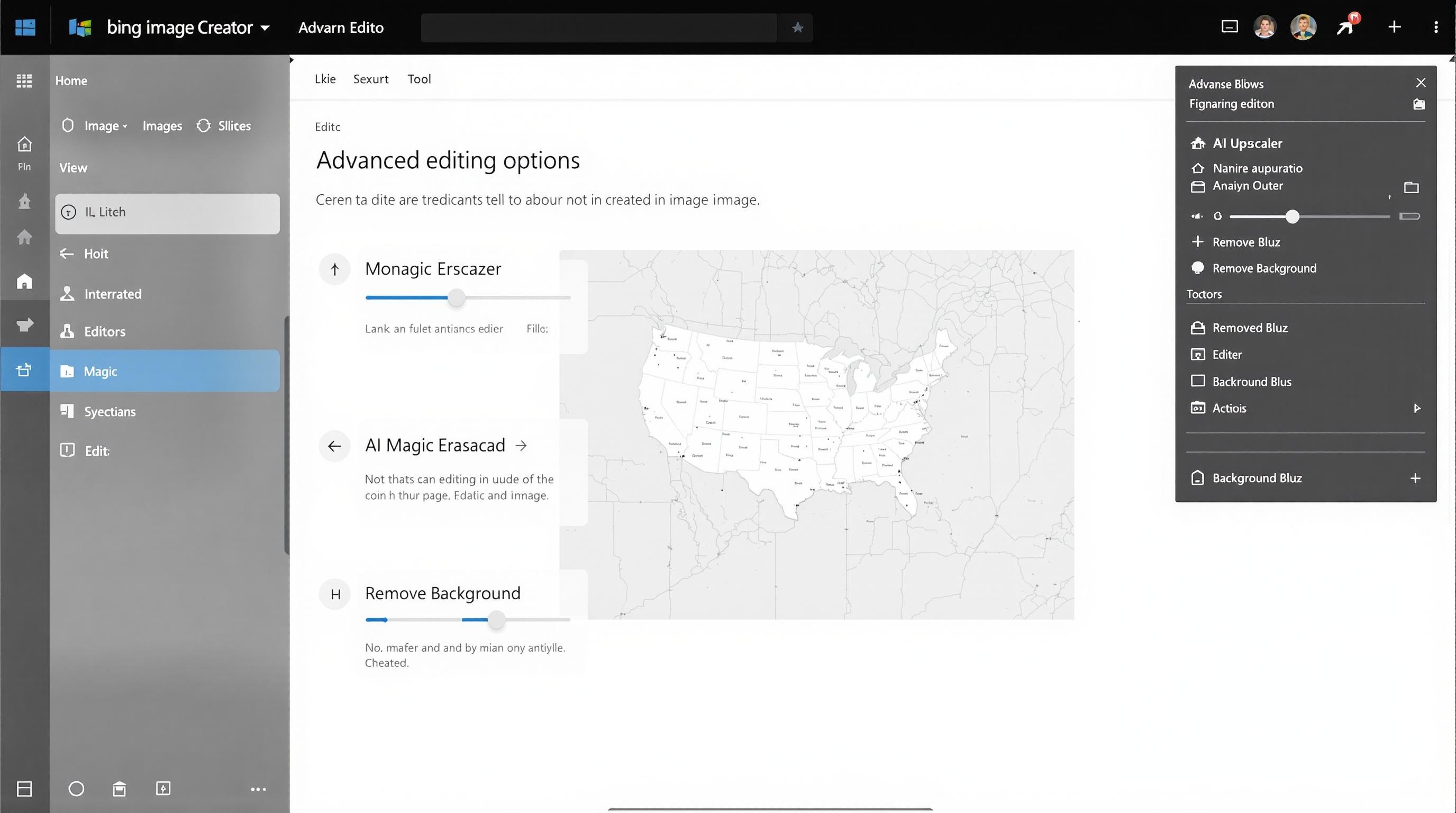 Interface Bing Image Creator avec options avancées