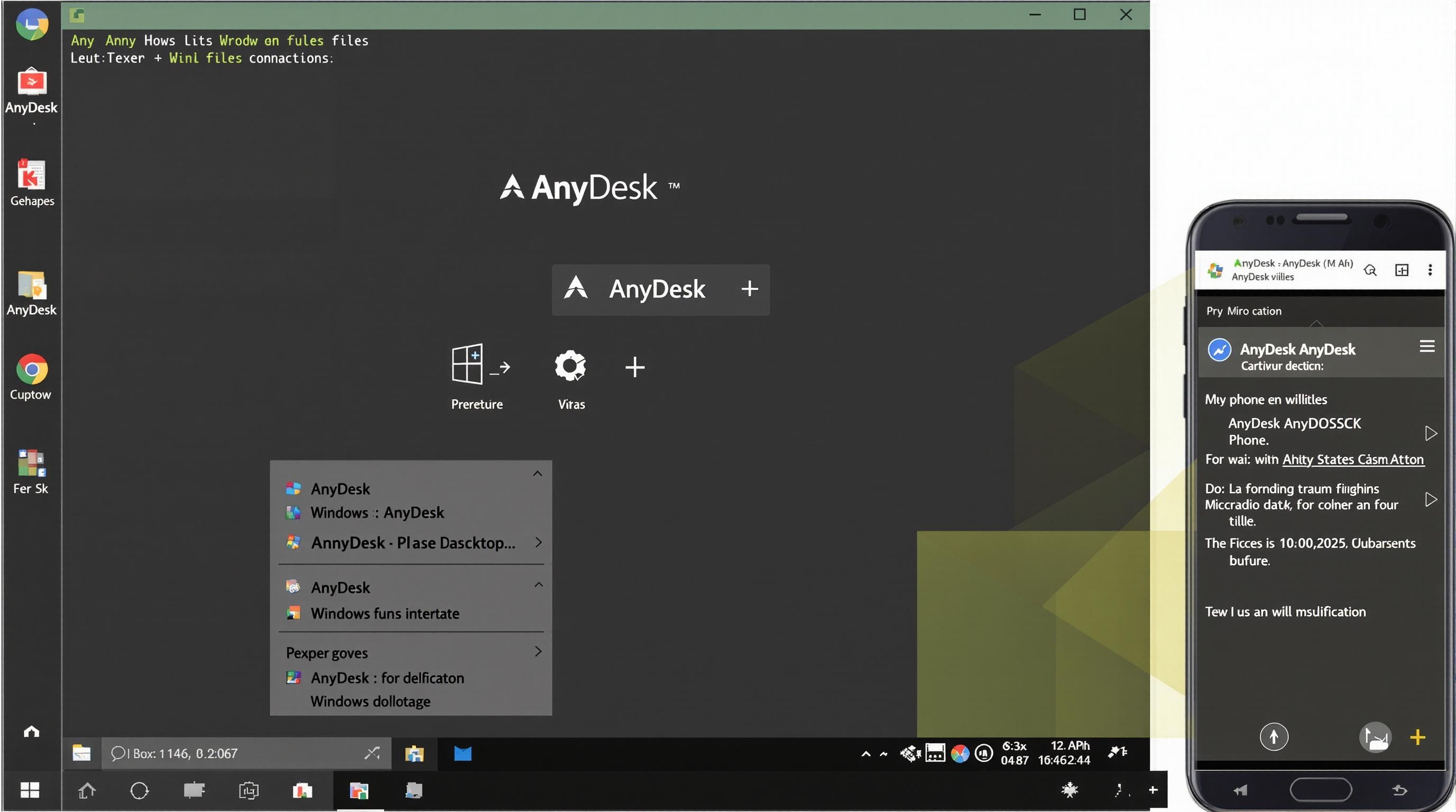 Capture écran AnyDesk interface Windows Android