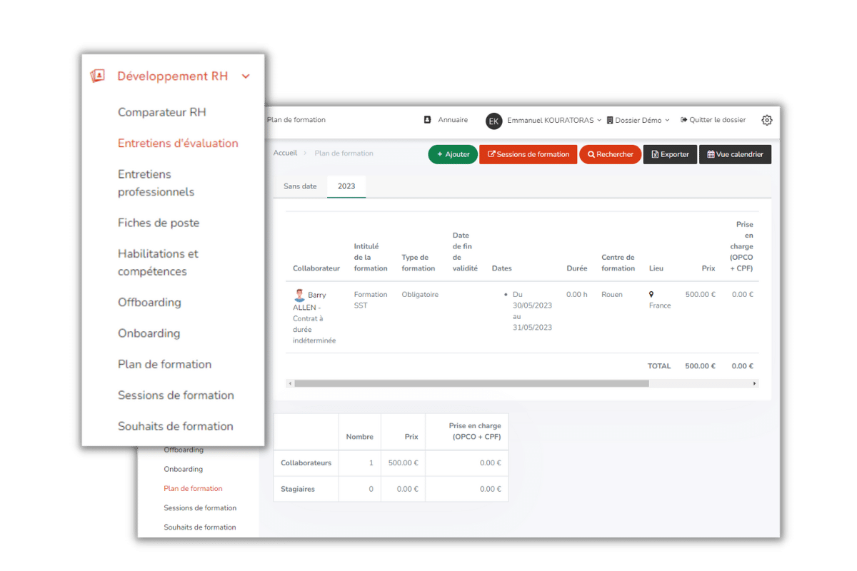 Interface My Silae avec tableau de bord RH.