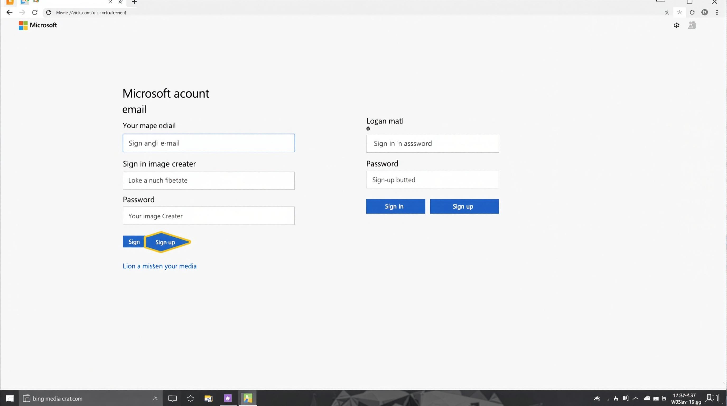 Écran de connexion au compte Microsoft pour Bing Image Creator