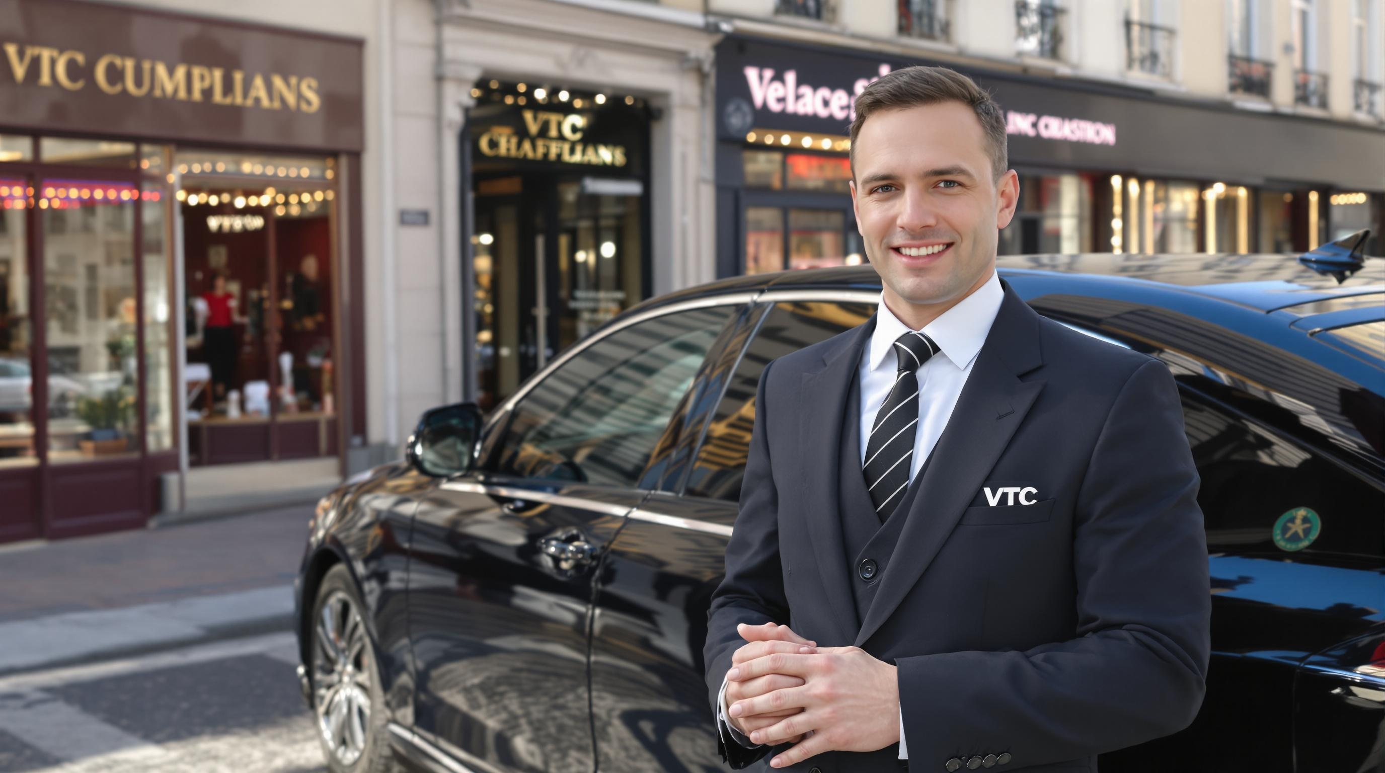 Chauffeur VTC devant une berline noire haut de gamme