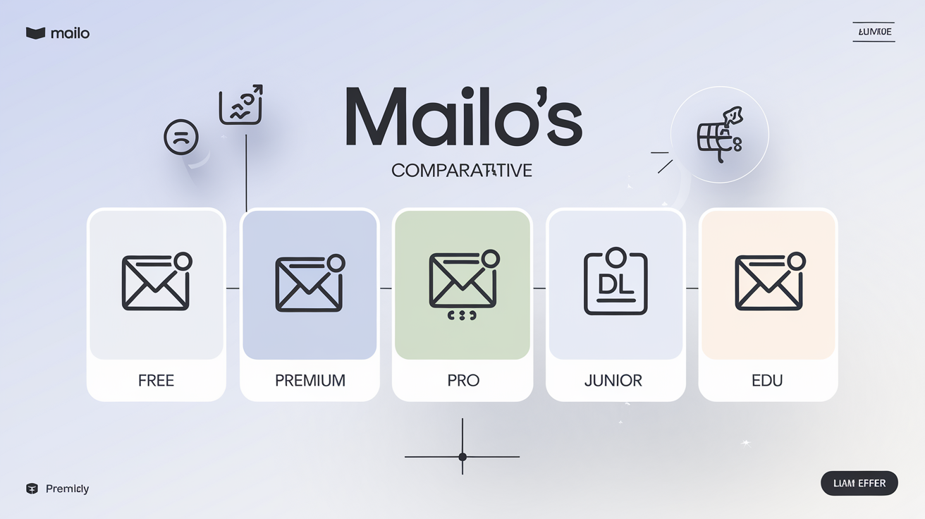 Comparatif visuel des offres Mailo Free Premium Pro Junior Edu