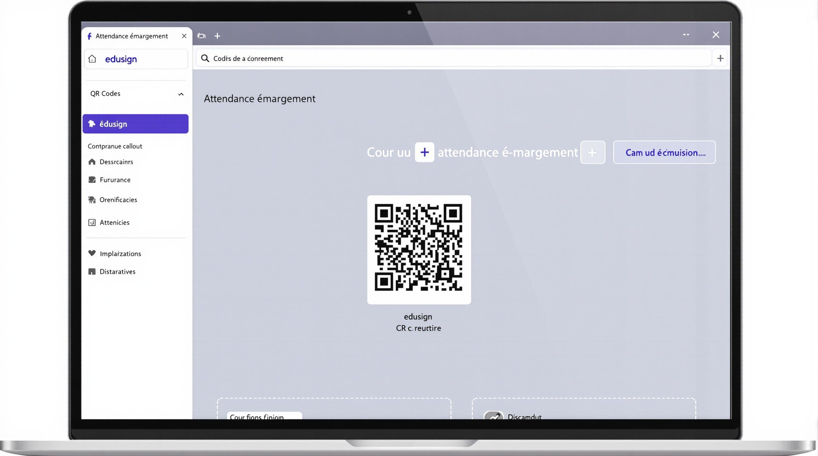Dashboard Edusign affichant l’émargement par QR code
