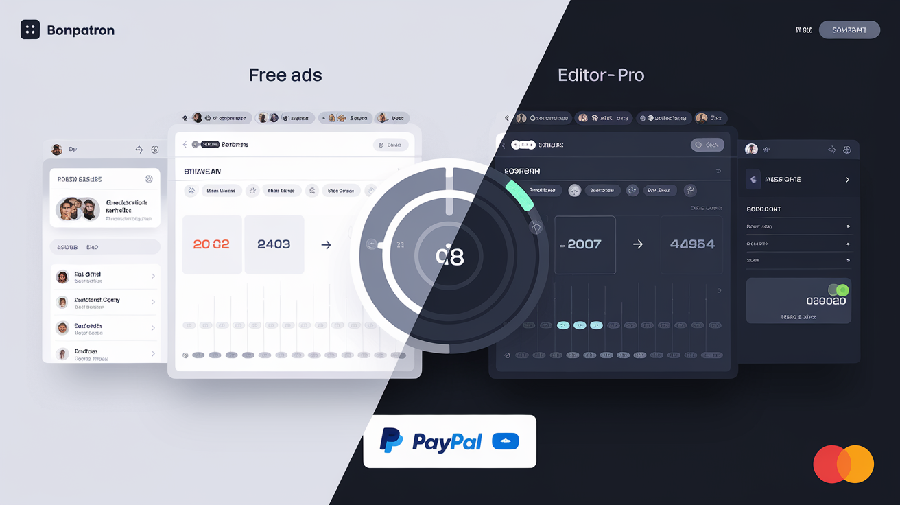 Comparatif interface BonPatron gratuit vs Pro avec Paiement