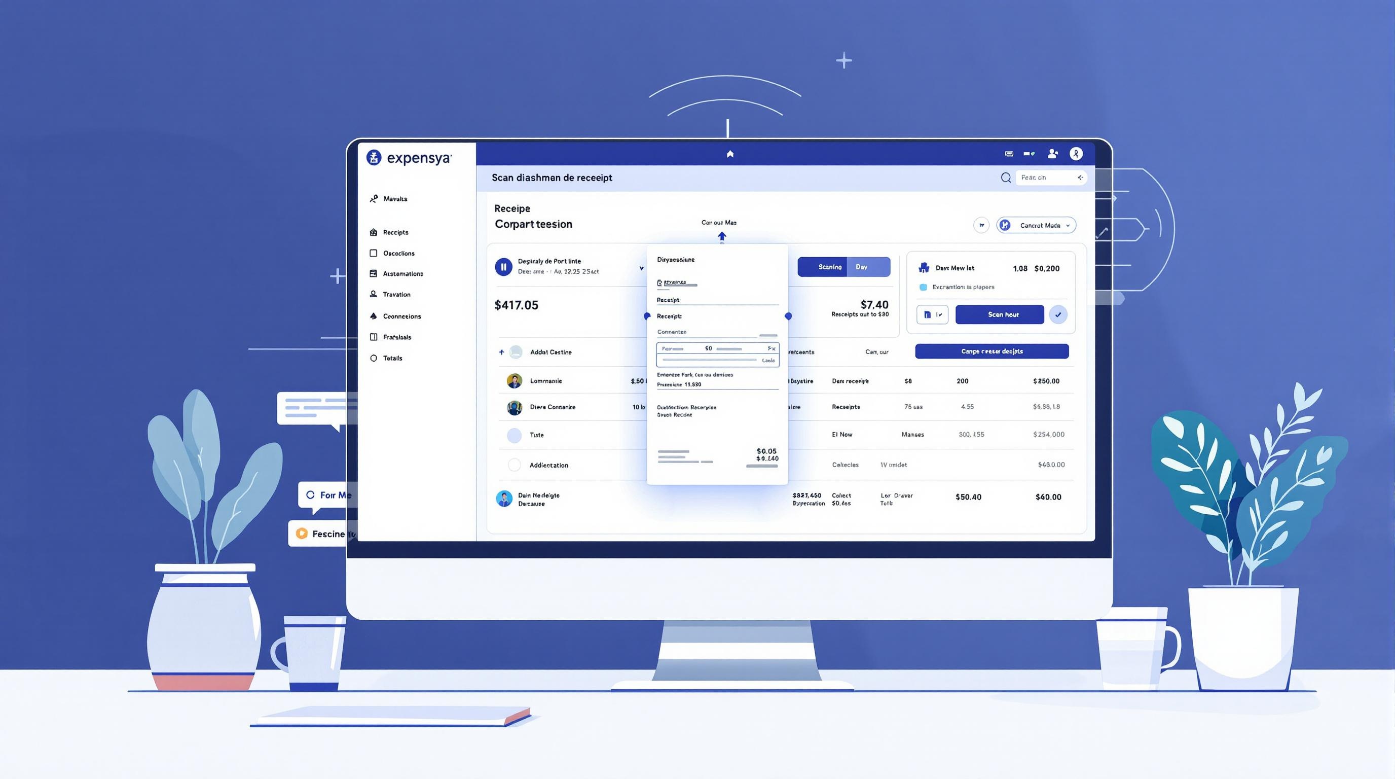 Interface web d'Expensya pour scanner un reçu