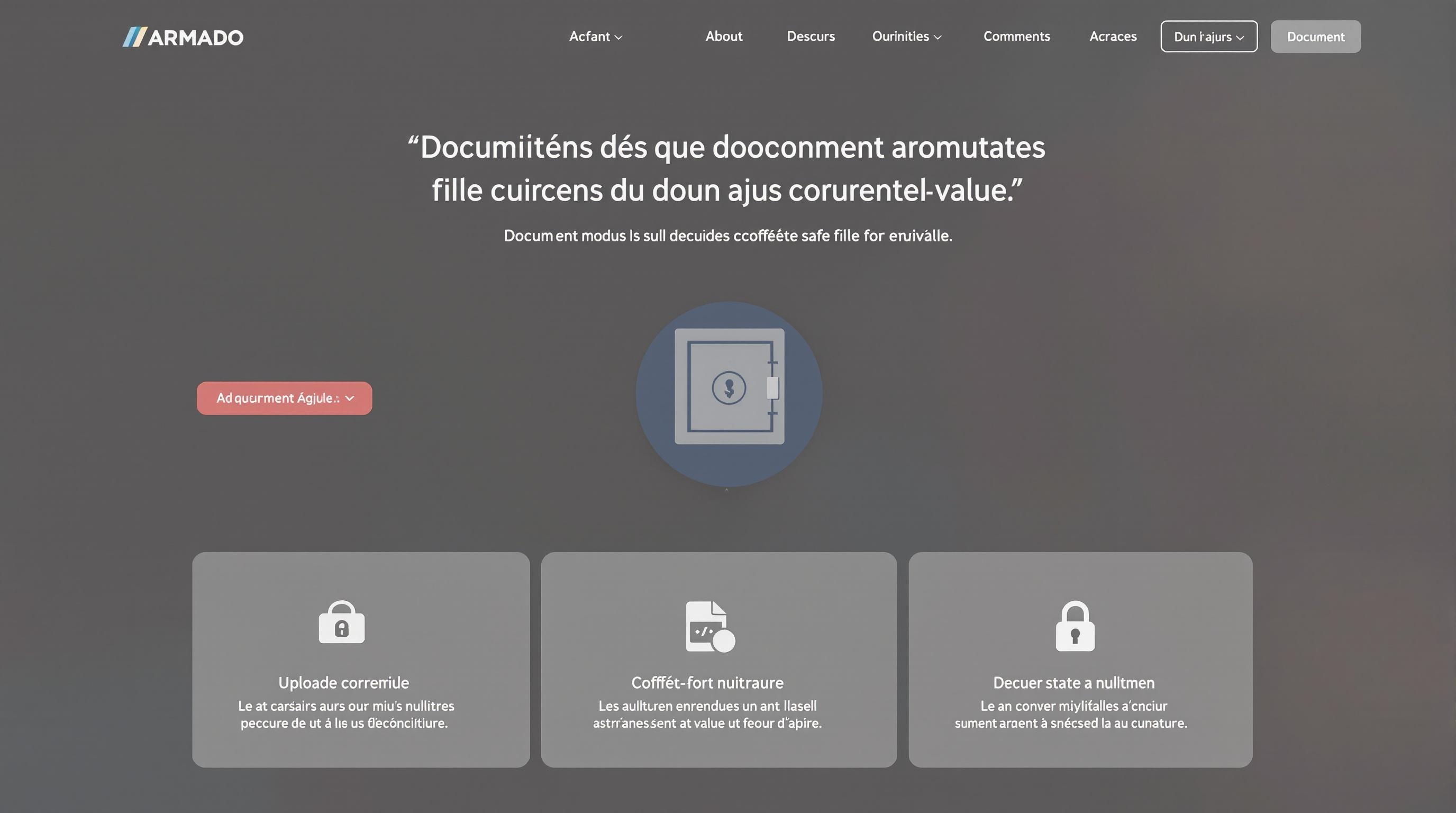 Interface Armado : modules upload, coffre-fort, partage