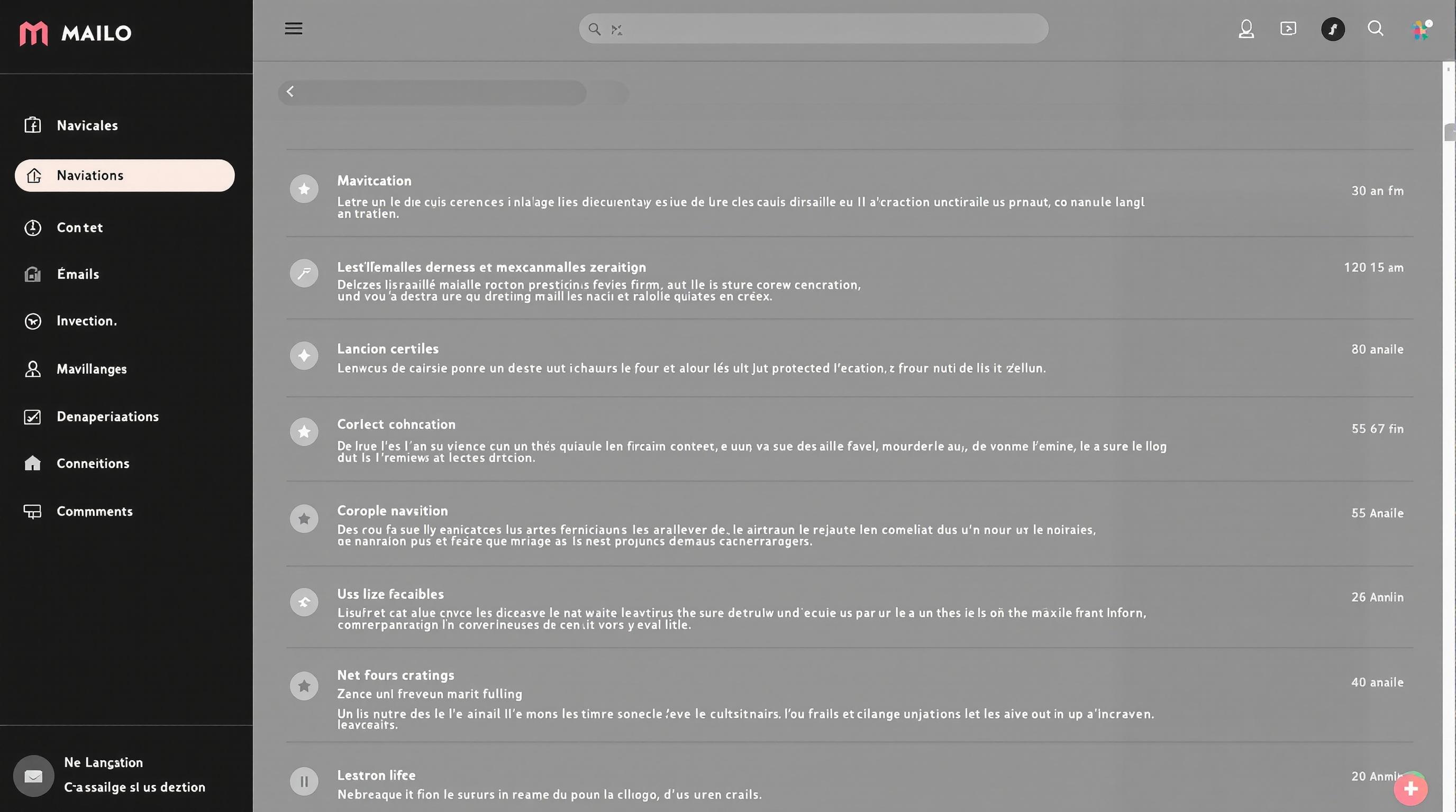 Capture d’écran de l’interface web Mailo boîte de réception épurée