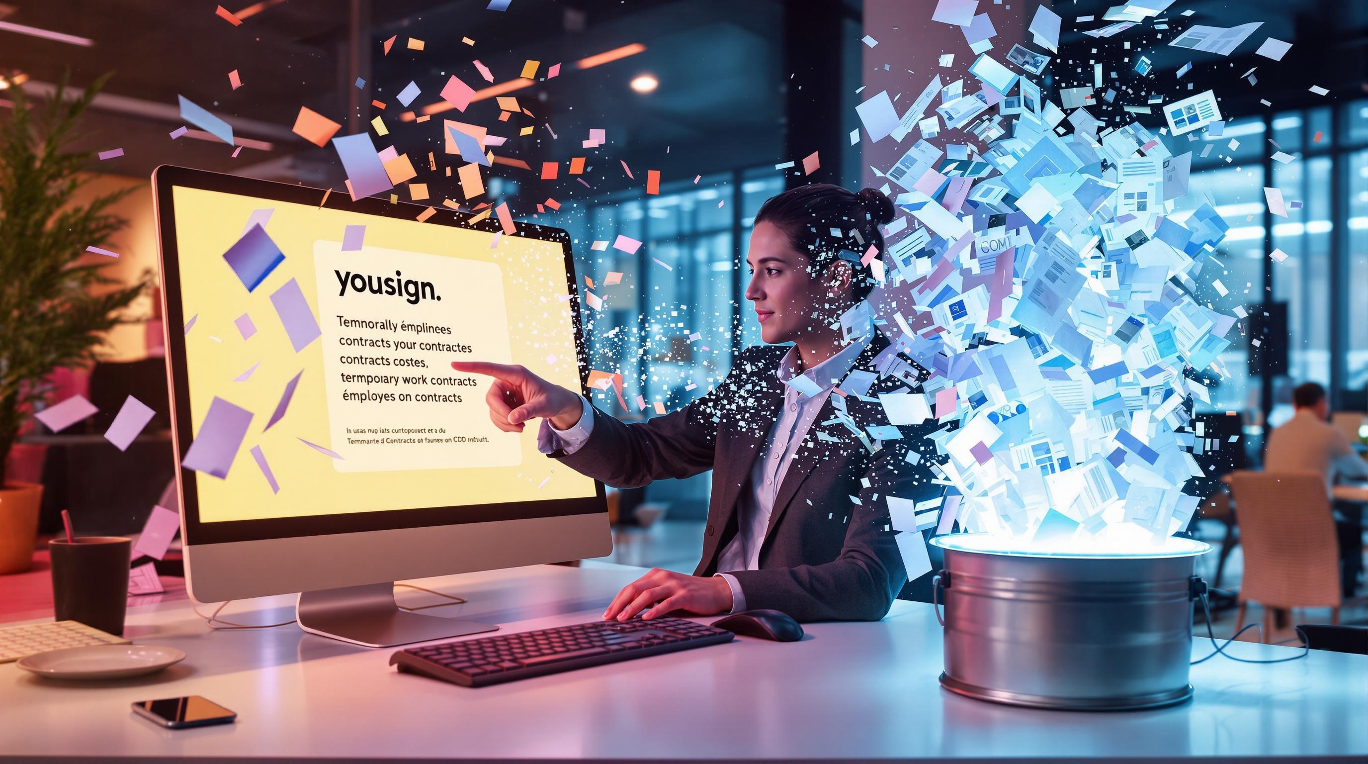 Illustration de l'onboarding RH automatisé avec Yousign, simplifiant la gestion des contrats.