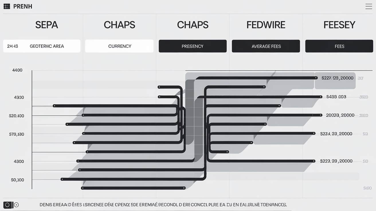 Tableau comparatif SEPA CHAPS Fedwire