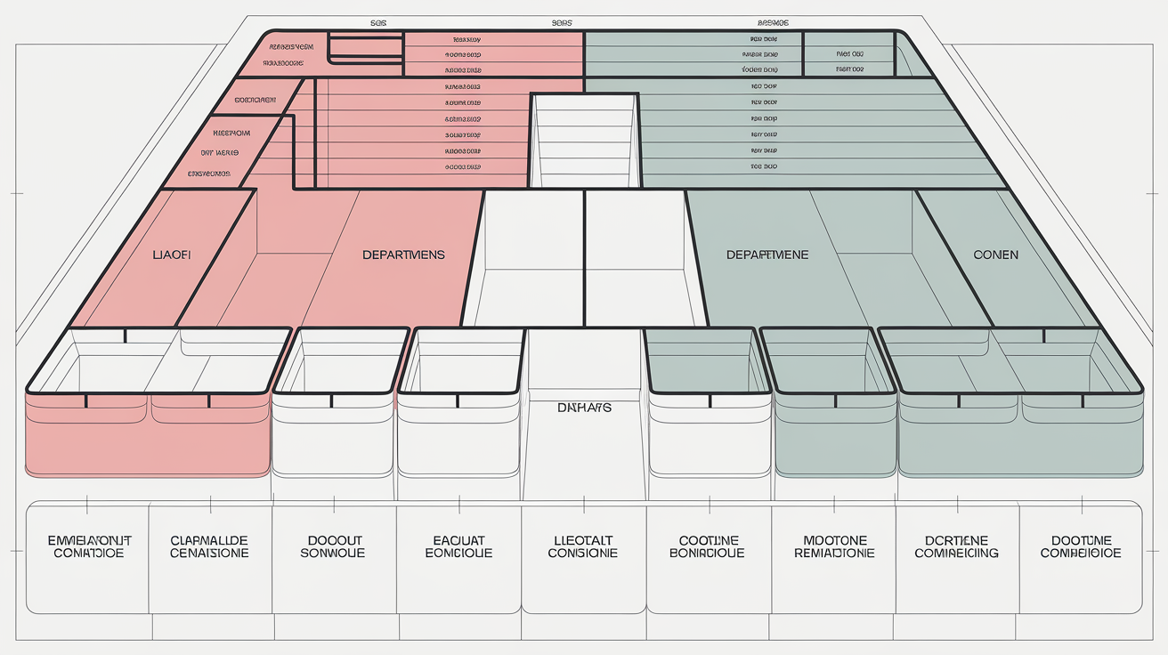 Organigramme massif avec groupes et couches dans draw.io