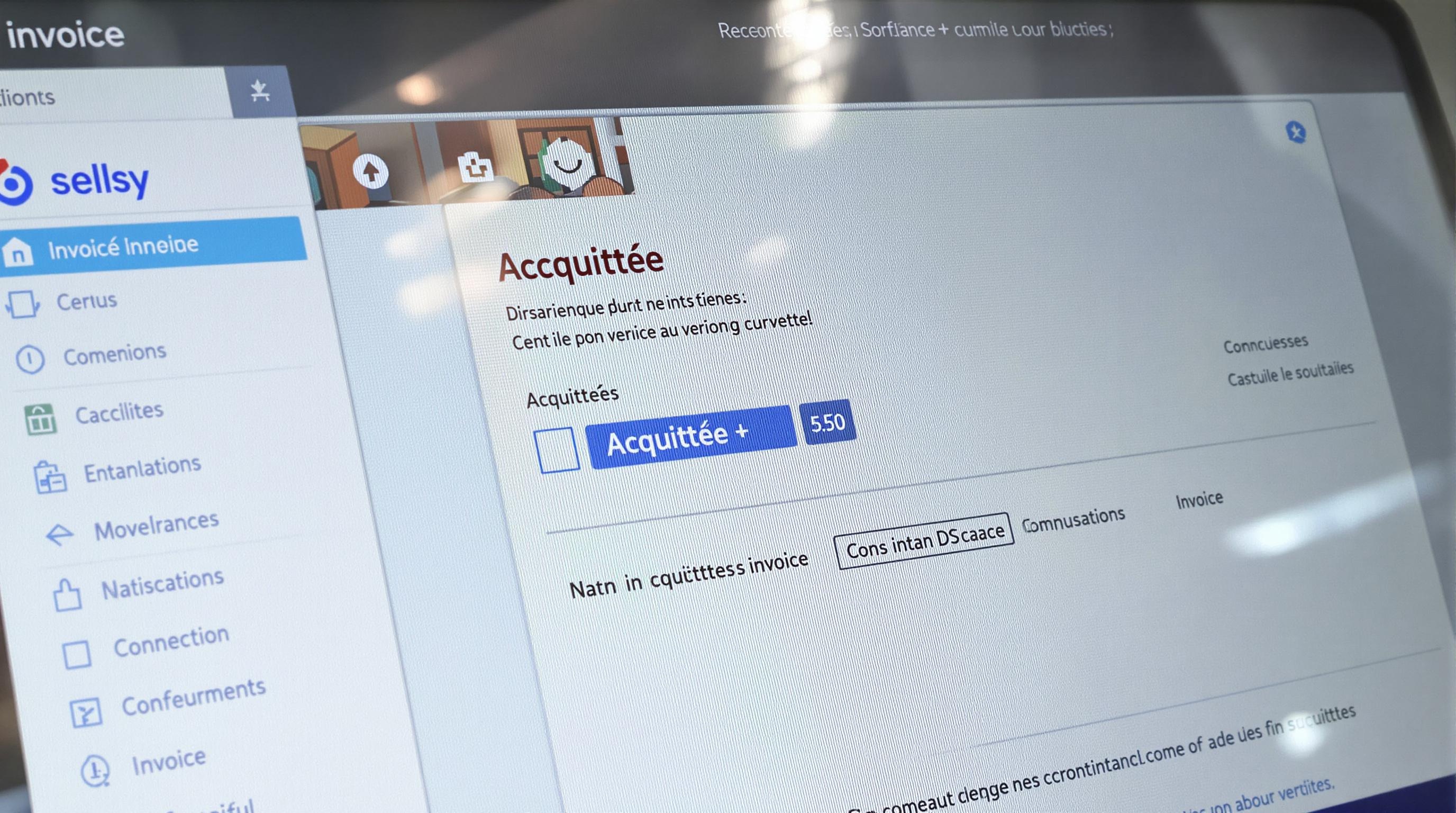 Capture d’écran facture Sellsy acquittée