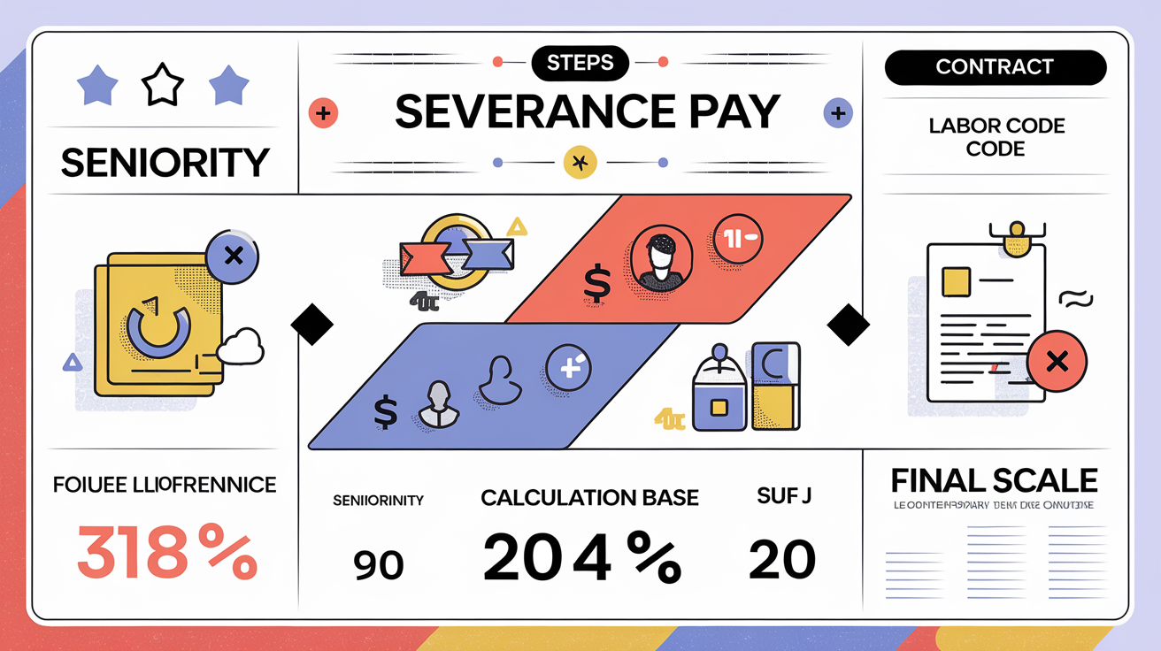 Infographie détaillée des étapes pour calculer l'indemnité de licenciement